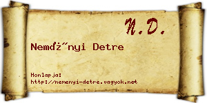 Neményi Detre névjegykártya